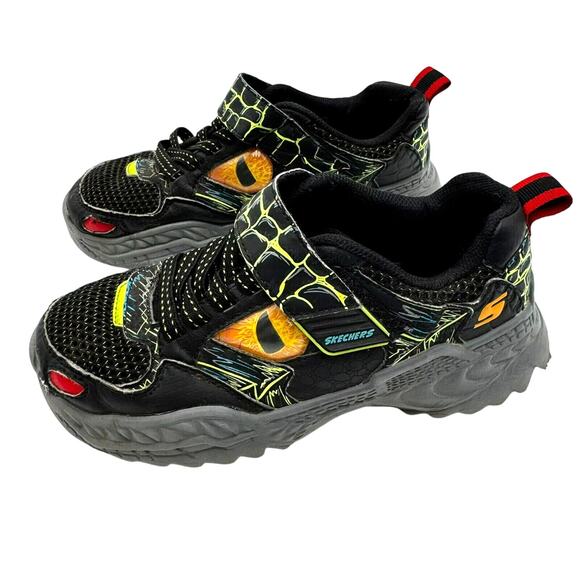 SKECHERS Boys Kids Size 4 Sketch-o Saurus Black Dinosaur‎ Dragon Sneakers shoes - Picture 2 of 8
